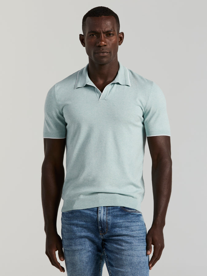 Perry Ellis Cotton Modal Stripe Polo Sweater